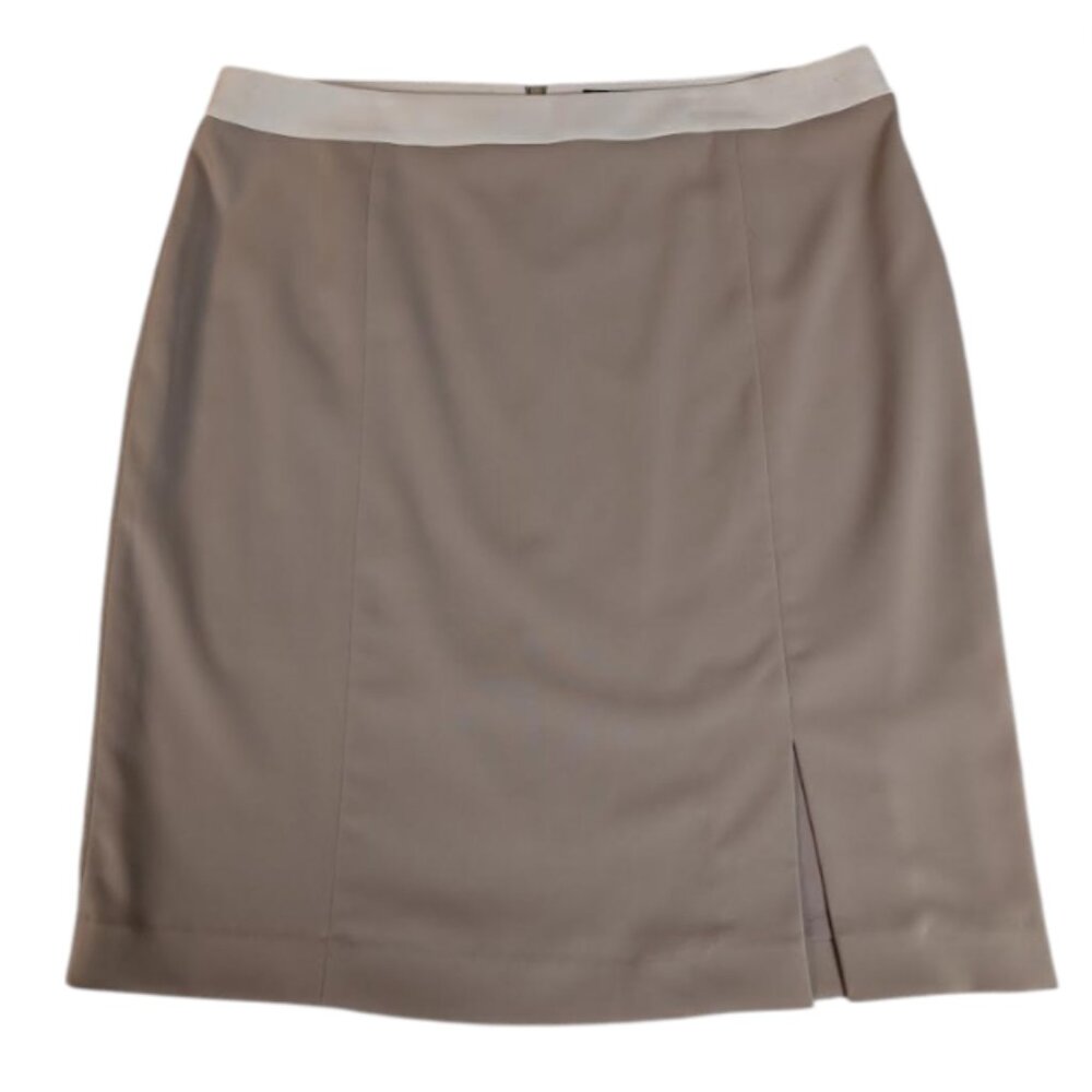 NWT Trisisto Beige Pencil Skirt with Light Beige Waistband and Front Slit